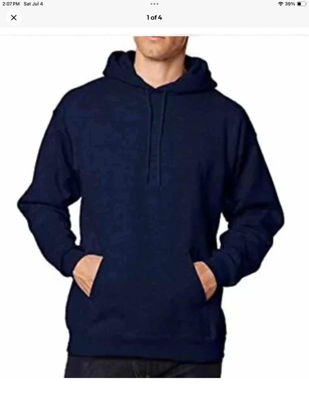 Hanes Navy Pullover Hoodie - Solid Dark Blue Hooded Sweatshirt